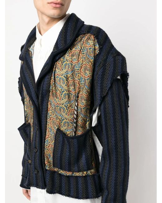 Maison Margiela Black Paisley-Print Layered Poplin Shirt for men