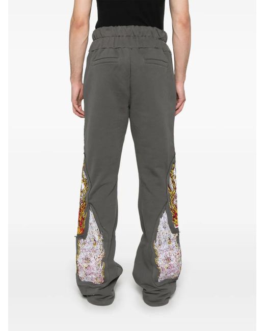Who Decides War Gray Triple Flame Glass Trousers for men