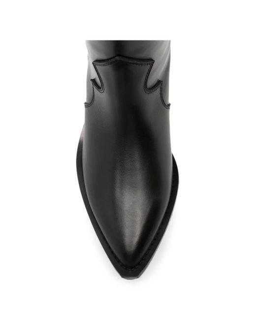 Via Roma 15 Black Logo-Plaque Knee-High Boots