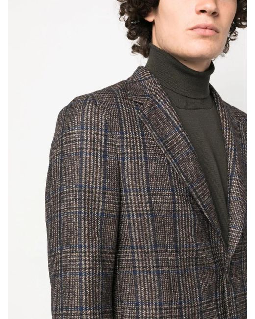 Canali Black Plaid-Check Single-Breasted Blazer for men