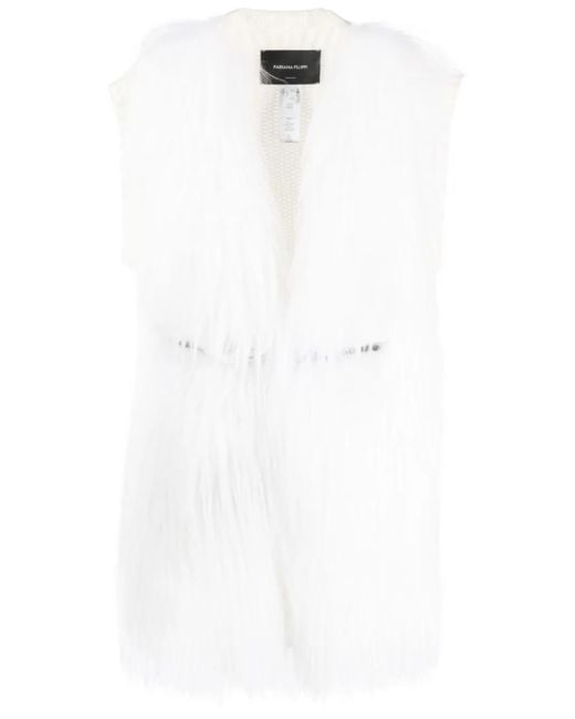 Fabiana Filippi White Panelled Faux-Fur Gilet