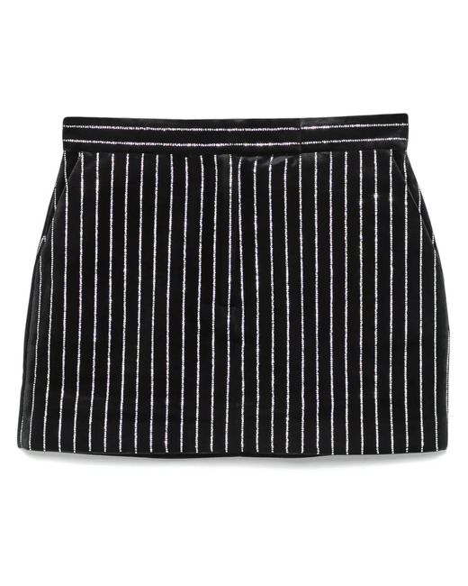 Alex Perry Black Crystal-Embellished Velvet Mini Skirt