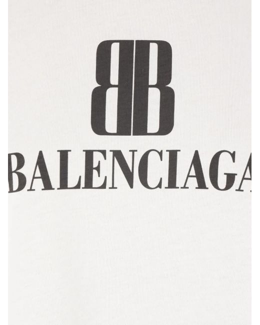 Camiseta De Jersey De Algodon Con Logo Balenciaga de color White