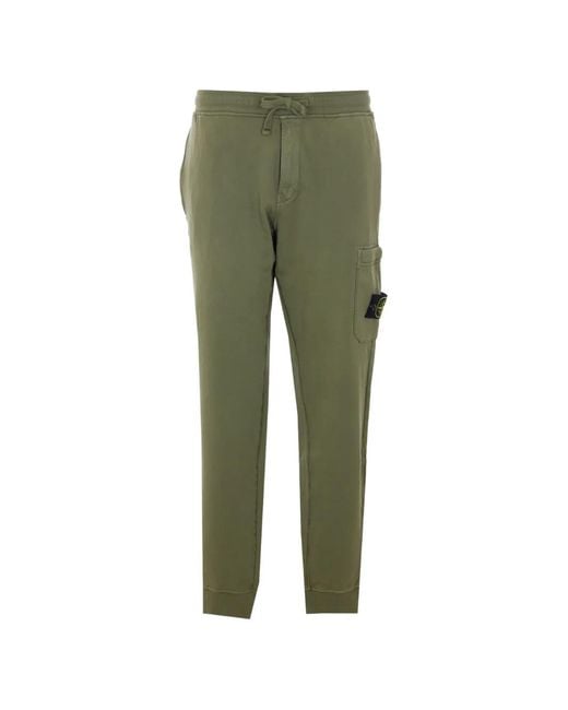 Stone Island Green Elasticated Patch Logo Track Pants for men