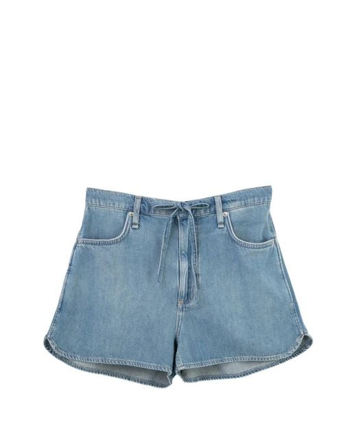 Rag & Bone Blue Short En Jean À Taille Ceinturée