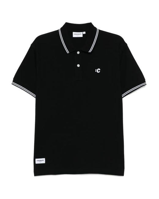 Chocoolate Black Logo-Embroidered Polo Shirt for men