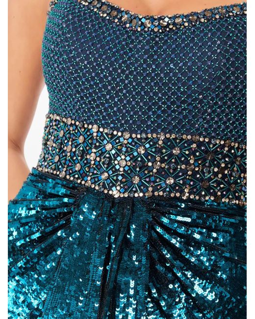 Jenny Packham Blue Only You Embellished-Sequin Maxi Dress