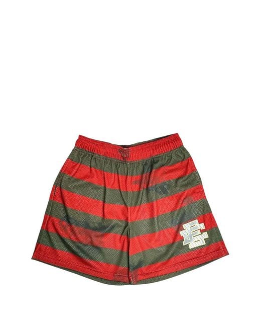 Eric Emanuel Red Ee Basic Striped Track Shorts for men