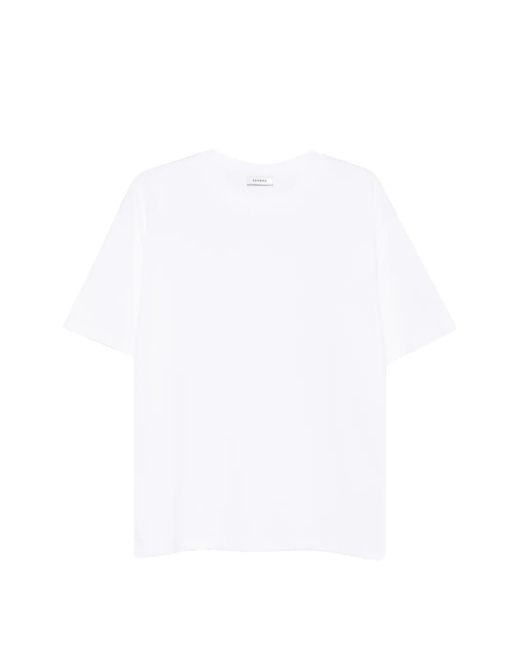 Sandro White Oversize-Fit Round-Collar T-Shirt for men