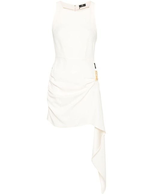 Vestido corto drapeado Elisabetta Franchi de color White