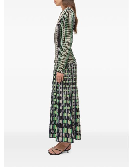 Jonathan Simkhai Green Drue Eyelet-Knit Midi Skirt