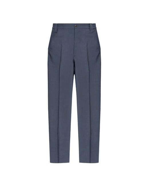 Versace Blue Pressed-Crease Trousers for men