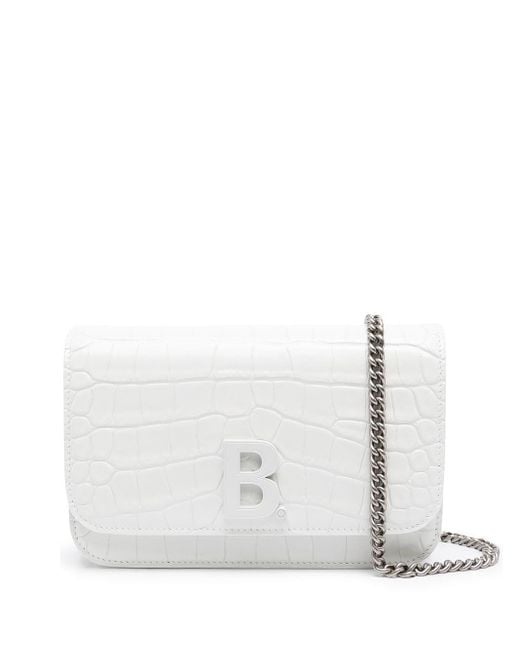 Balenciaga White B. Chain-strap Wallet Bag