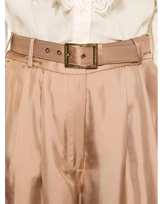 Pantaloni Plissé Con Cintura di Zimmermann in Natural