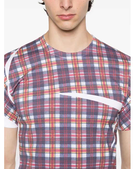 Comme des Garçons Pink Checked Panelled T-Shirt for men