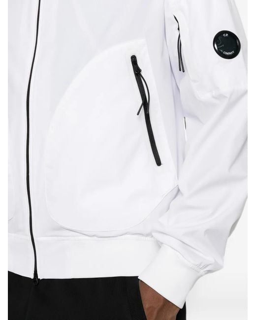 C P Company White Logo-Patch Hooded Jacket for men