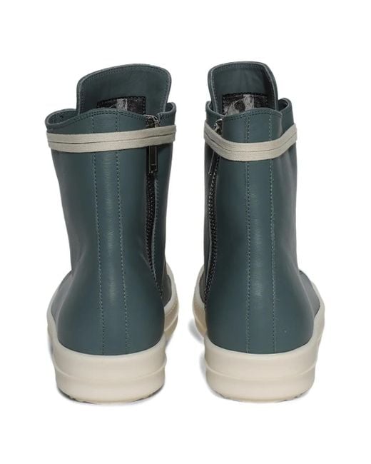 Rick Owens Blue Lace-Up Leather High-Top Sneakers