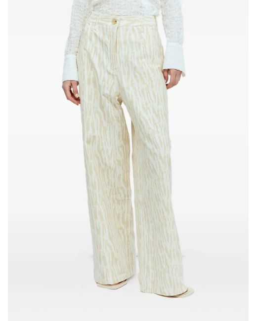 Song For The Mute White Zebra-Print Trousers