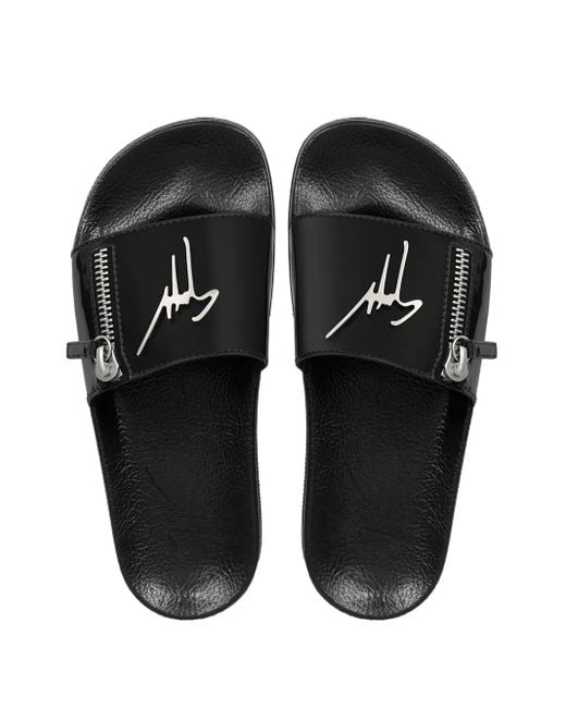 Giuseppe Zanotti Black Brett Zip Slides