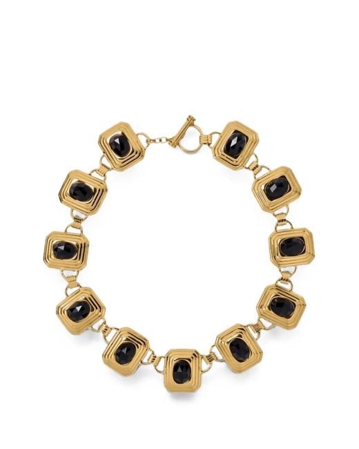 Alessandra Rich Metallic Crystal-Embellished Geometric-Link Necklace