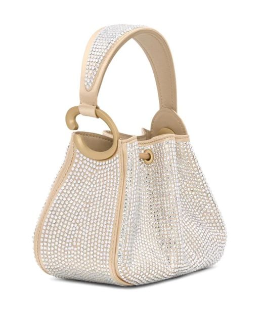 Oscar de la Renta White Nano O Handle Crystal-Pavé Bag