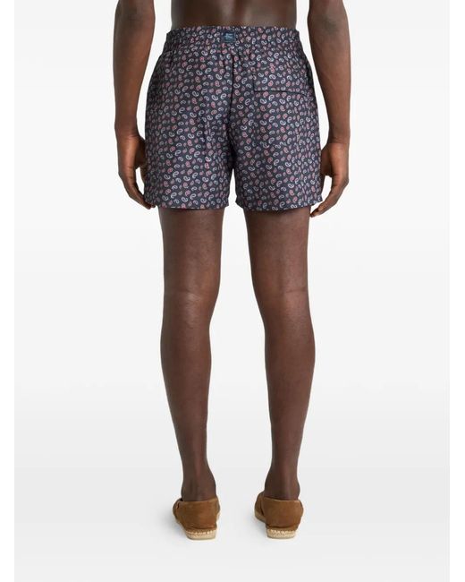 Etro Blue Paisley-Print Swim Shorts for men