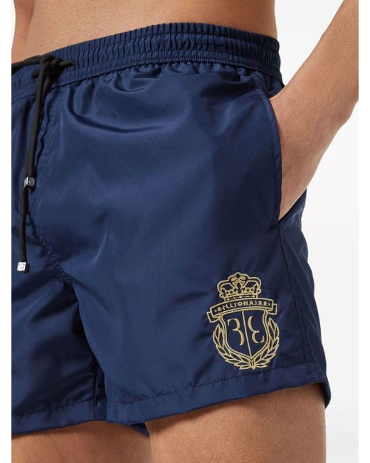 Billionaire Blue Logo-embroidered Swim Shorts for men