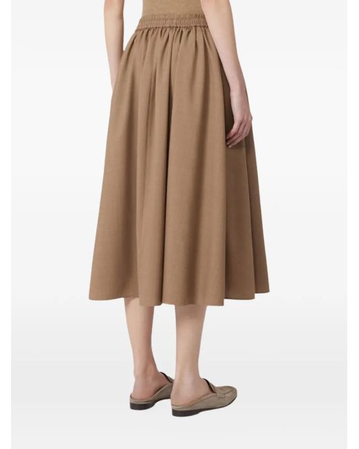 Max Mara Brown Drawstring Elasticated Skirt