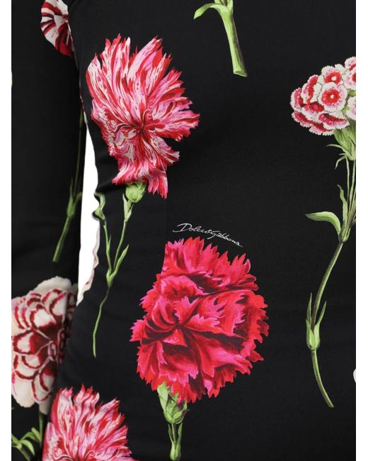 Dolce & Gabbana Black Floral-Print Long-Sleeve Blouse