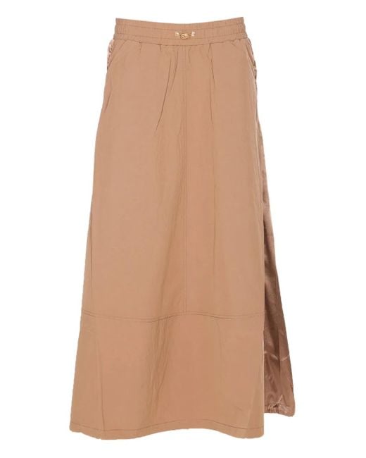 Liu Jo Natural Elasticated-Waist Satin-Panel Skirt