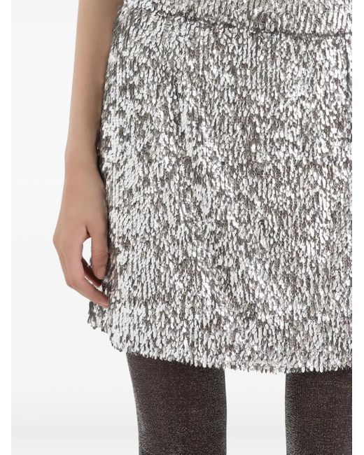 Dolce & Gabbana Gray Sequined Mini Skirt