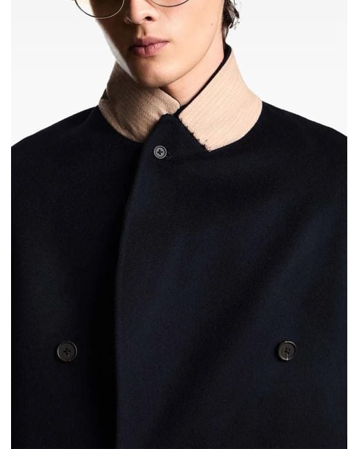 Emporio Armani Blue Double-Breasted Shawl Jacket for men