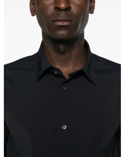 Emporio Armani Blue Button-Up Long-Sleeve Shirt for men