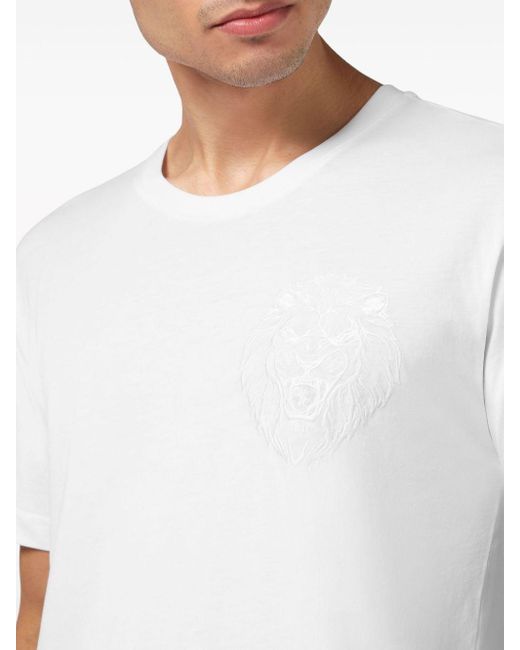 Billionaire White Lion-embroidered Cotton T-shirt for men