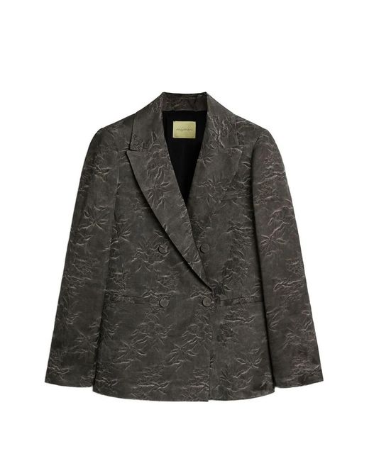 Momoní Black Jacquard Double-Breasted Jacket