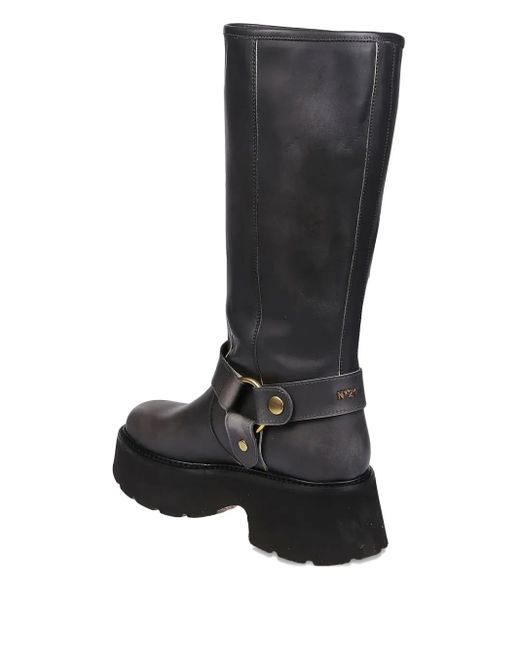 60mm buckle-strap platform boots N°21 de color Black