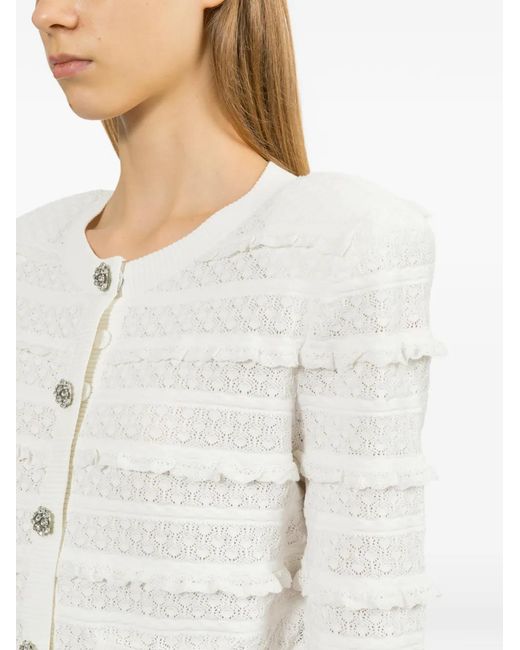 Self-Portrait Vest Verfraaid Met Kristallen in het White