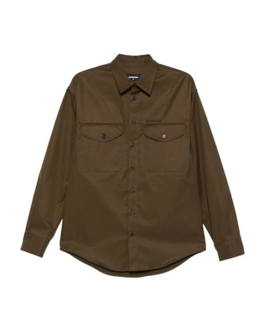 メンズ DSquared² Utility ダブルポケット シャツ Green