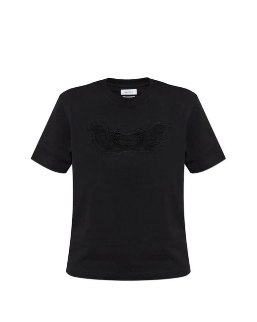 McQueen Black Lace-Patchwork T-Shirt