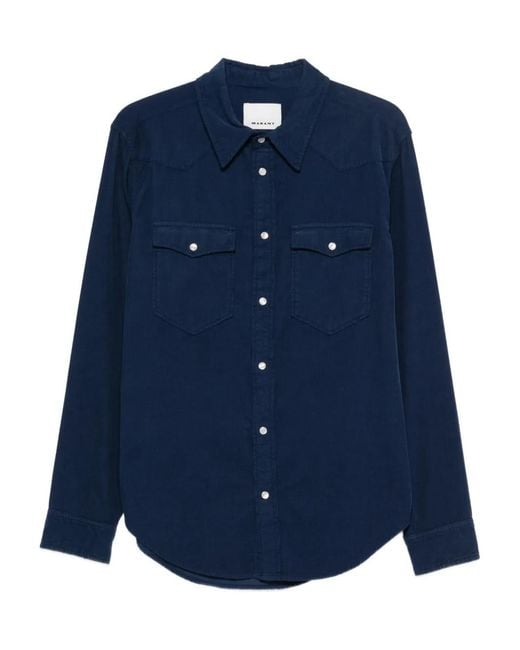 Isabel Marant Blue Vasco Pocket Shirt for men