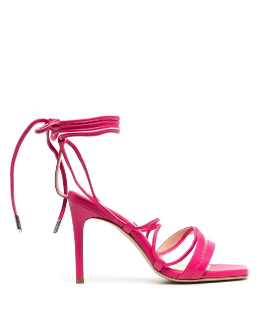 P.A.R.O.S.H. Pink Leather Ankle-Tie Sandals