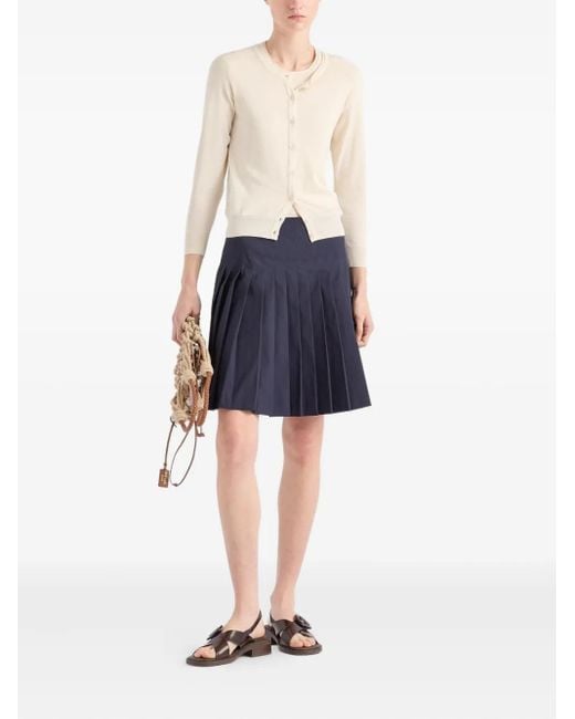 Prada Natural Long-Sleeves Button Cardigan