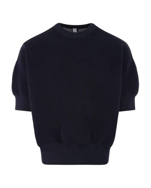 CFCL Blue Fine-Ribbed Crew-Neck T-Shirt for men