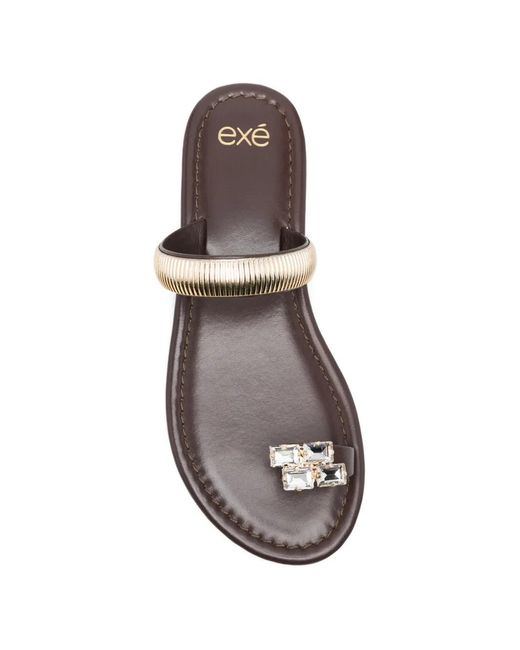 Exe' White Crystal-Embellished Toe-Ring Sandals