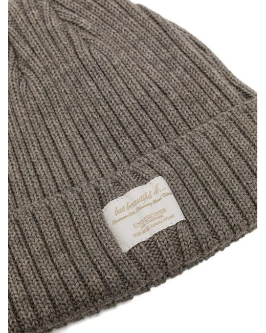 Undercover Gray Logo-Patch Beanie Hat
