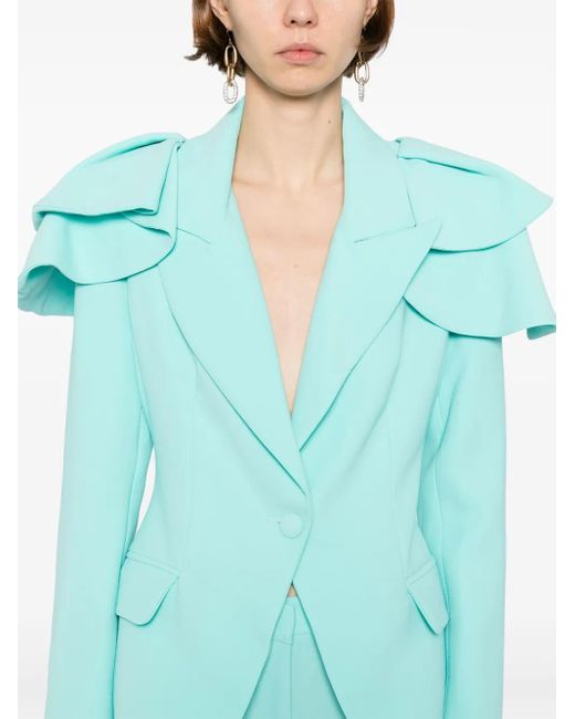 Saiid Kobeisy Blue Ruffled Tailored Blazer