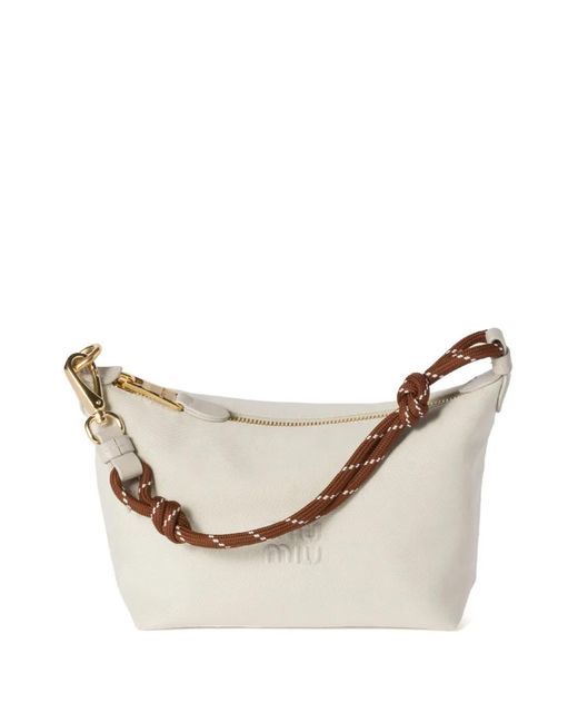 Trousse Make Up Gabardine Mini di Miu Miu in Natural