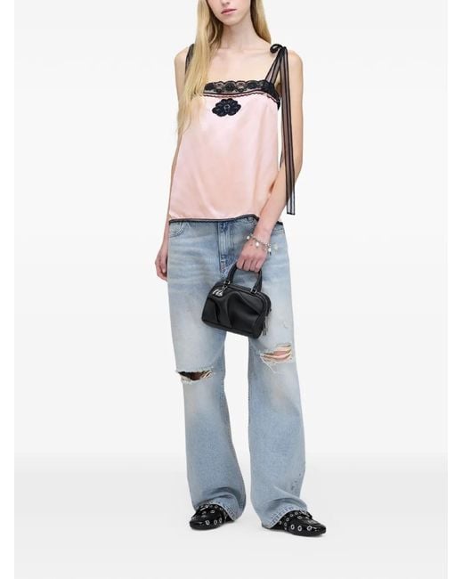 Marc Jacobs Lace-Detail Ribbon Top in Pink | Lyst