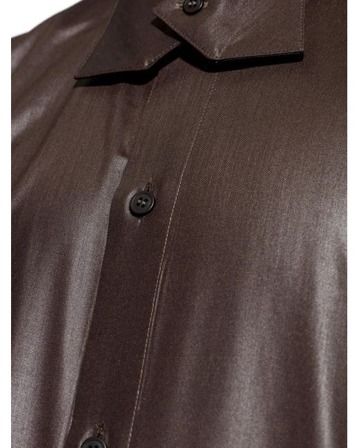 Homme Plissé Issey Miyake Brown Long-Sleeved Buttoned Shirt for men