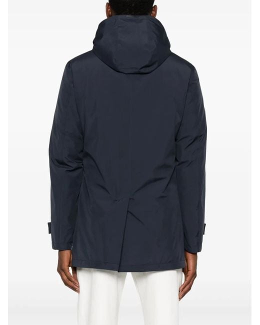 Herno Blue Detachable-Hood Down Coat for men